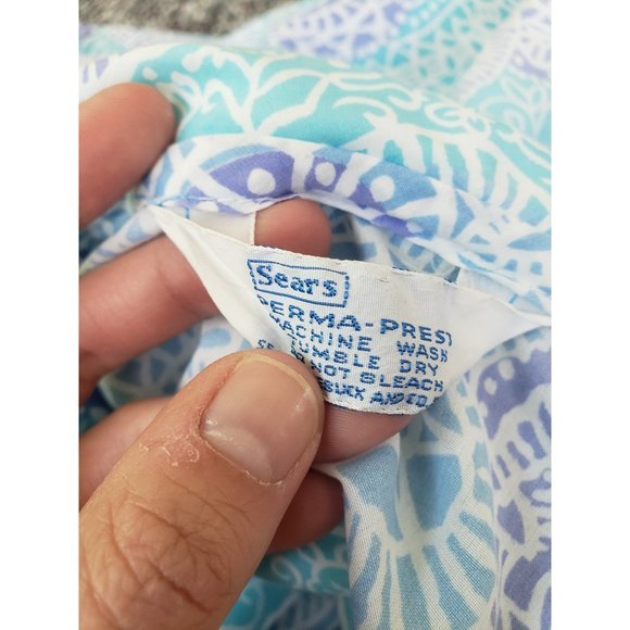 70s Sears Blue and Purple Day Dress - Picture 4 of 5